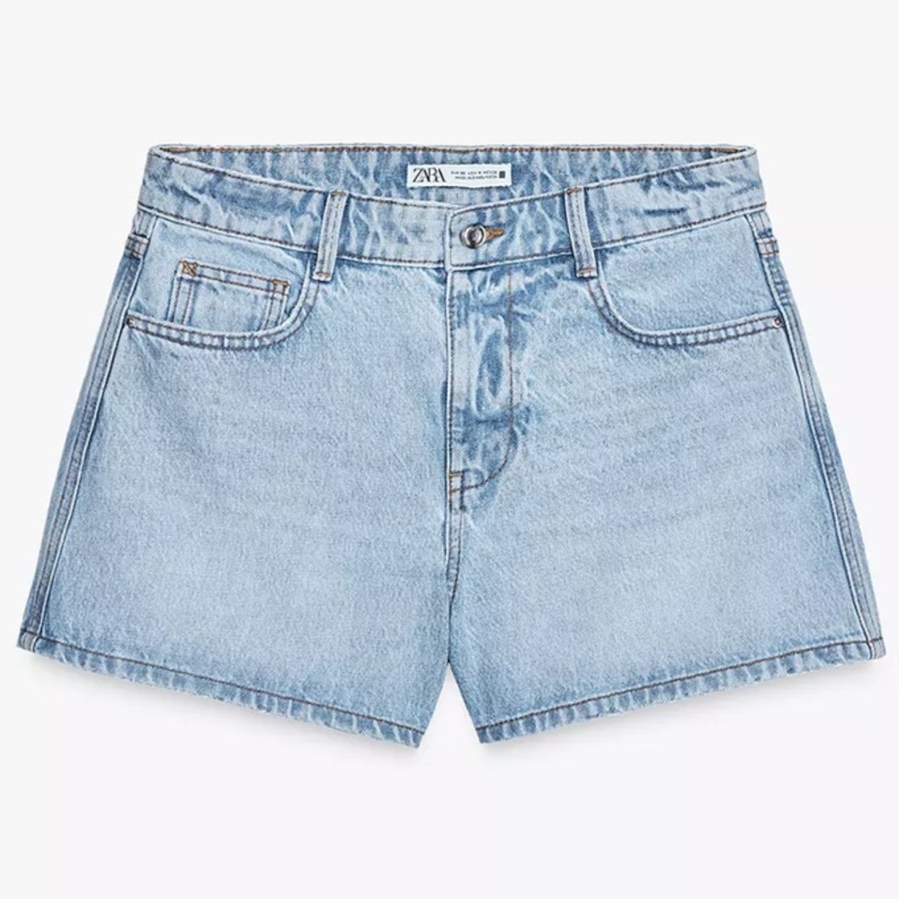 NWT Zara Mom Fit Mid Rise Denim Shorts (Size 4) - Picture 6 of 8